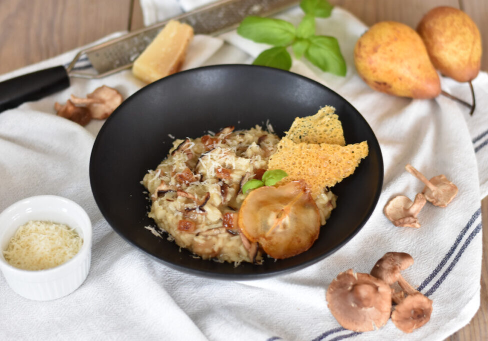 Risotto de Shiitake com Pera Grelhada